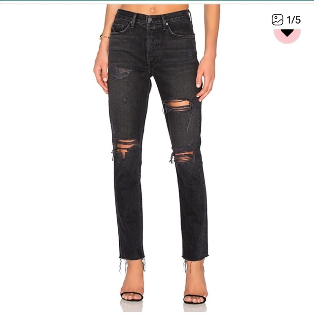 GRLFRND Black Distressed Karolina Jeans